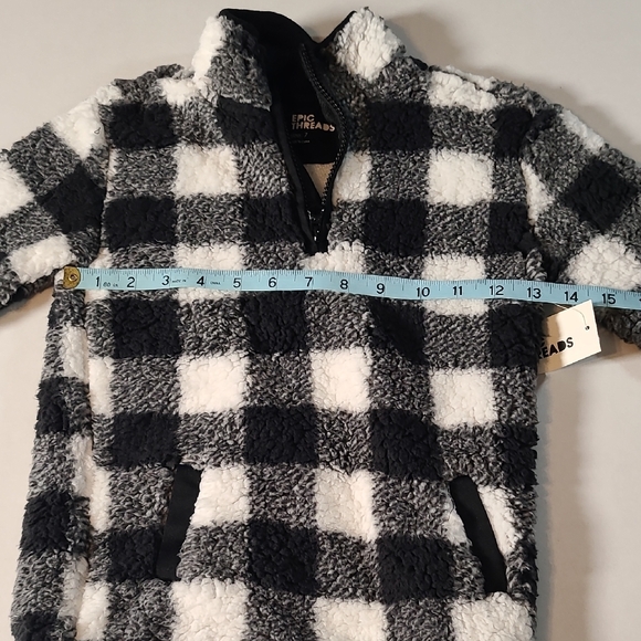 Epic Threads Black and White Checkered Fleece Pullover NWT Size 7 Warm Cozy - Picture 7 of 10